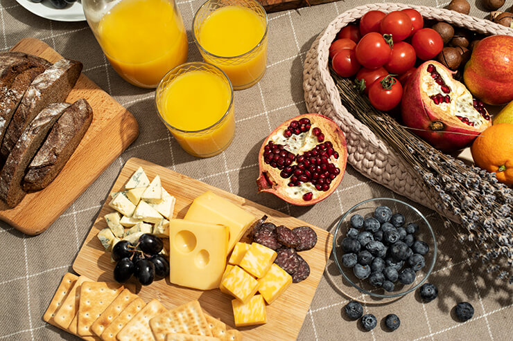 tabletop of food intolerance foods that cause bloating